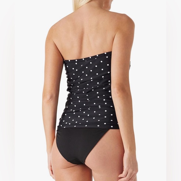 NWT Ocean Blues Women’s Bandeau Tankini Top Runched Swimsuit Polkadots Sz XL - Picture 3 of 8
